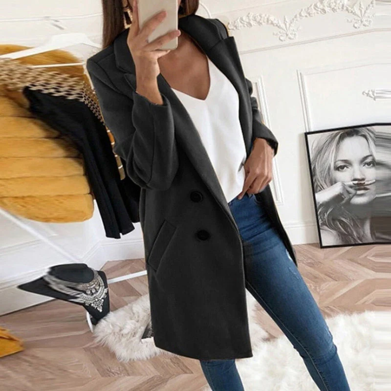 Manteau femme mi-long avec col et poches fonctionnelles - Image 6
