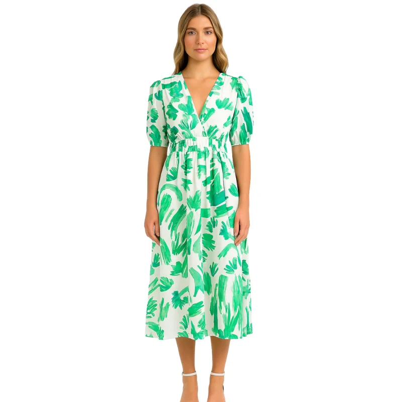Robe à manches courtes avec décolleté en V profond - Image 4