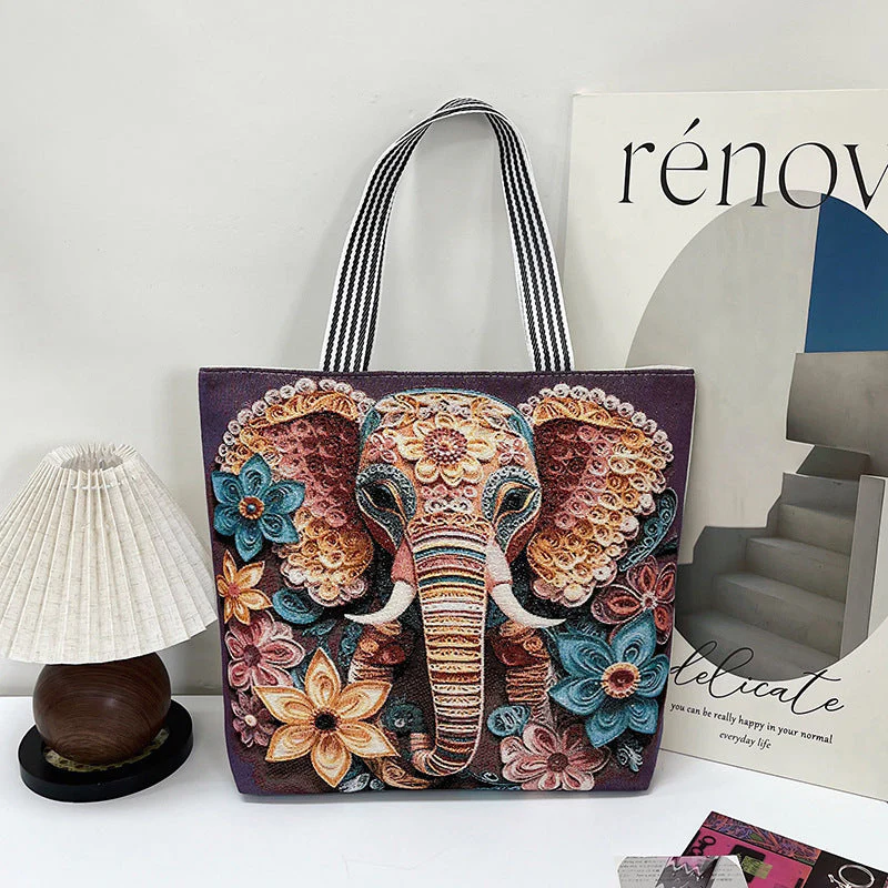 Sac cabas femme imprimé avec grand compartiment - Image 6