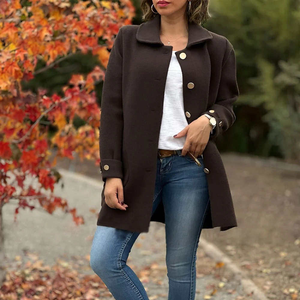 Veste femme boutonnée décontractée avec poches - Image 2