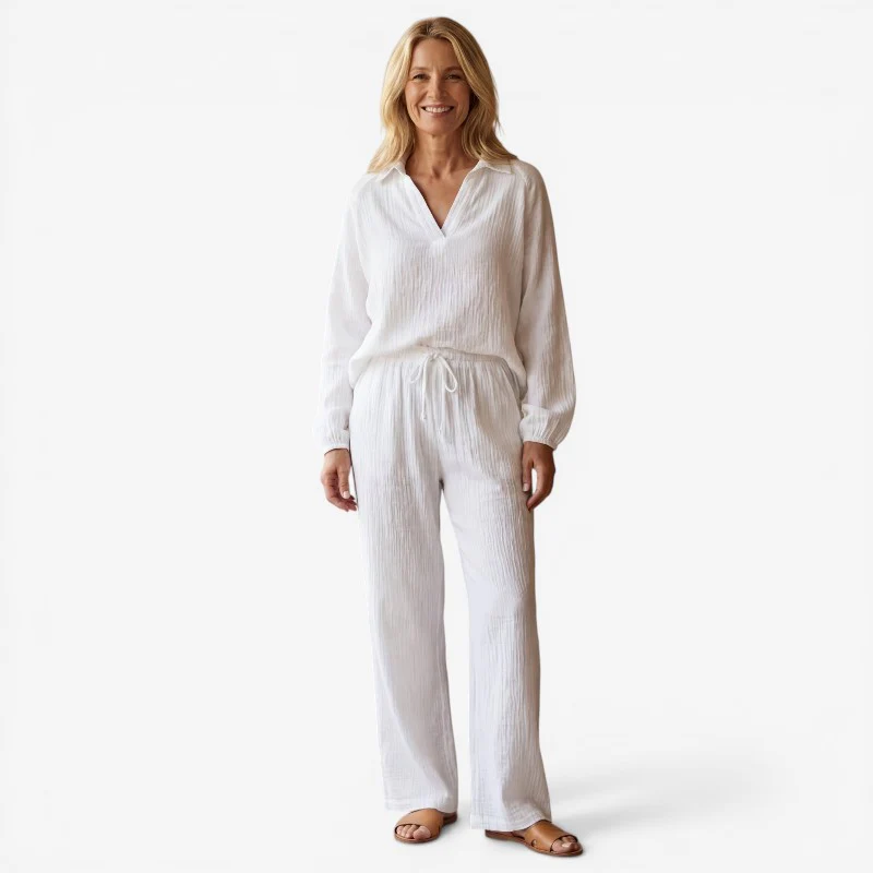 Ensemble 2 Pièces avec Haut à Manches Longues et Pantalon Droit - Image 2
