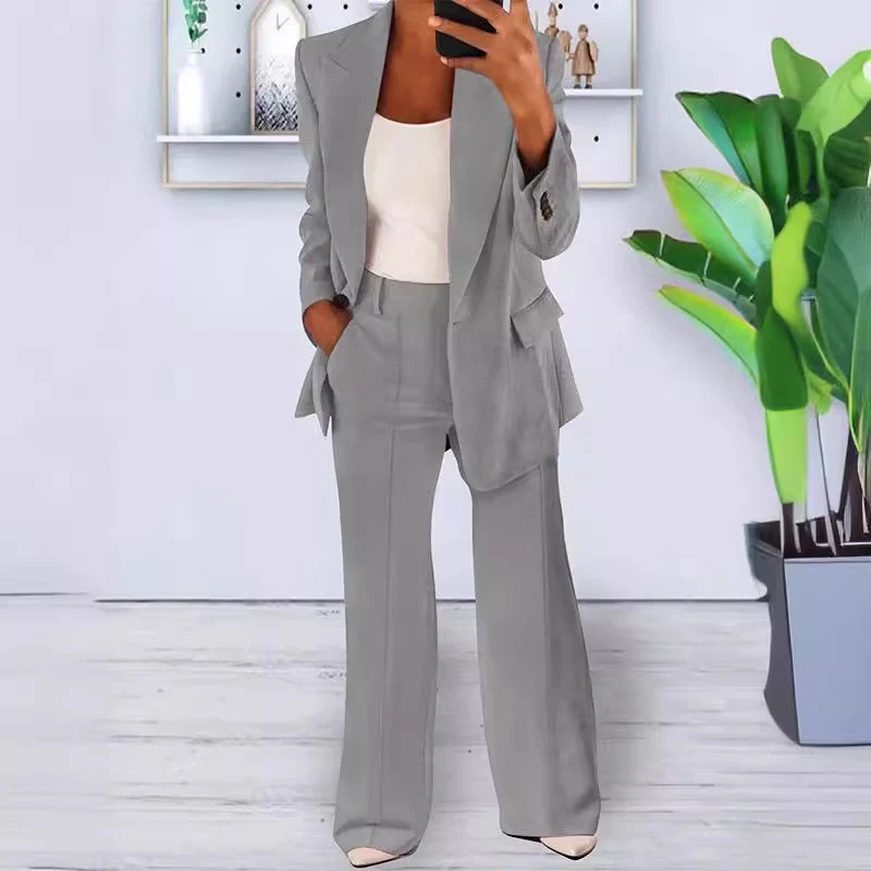 Ensemble tailleur femme blazer 1 bouton + pantalon - Image 10
