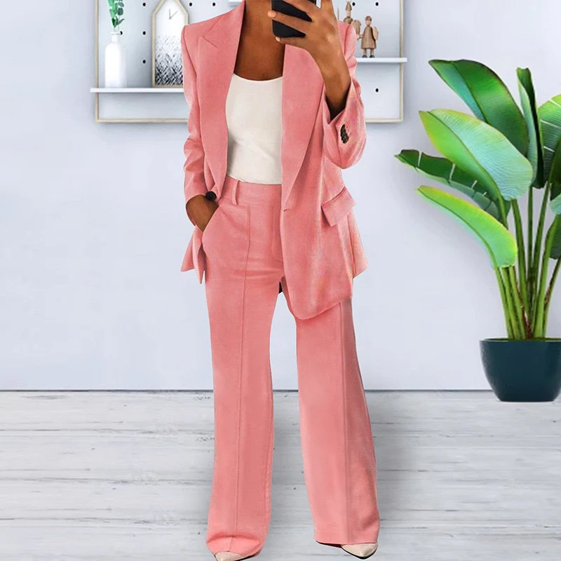 Ensemble tailleur femme blazer 1 bouton + pantalon - Image 11