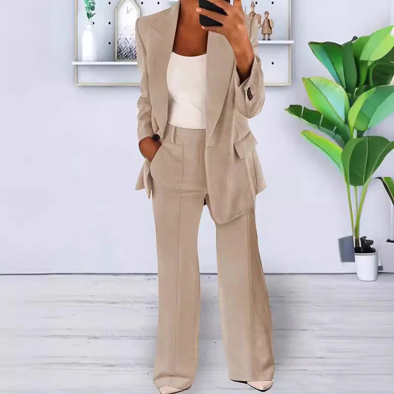 Ensemble tailleur femme blazer 1 bouton + pantalon - Image 13