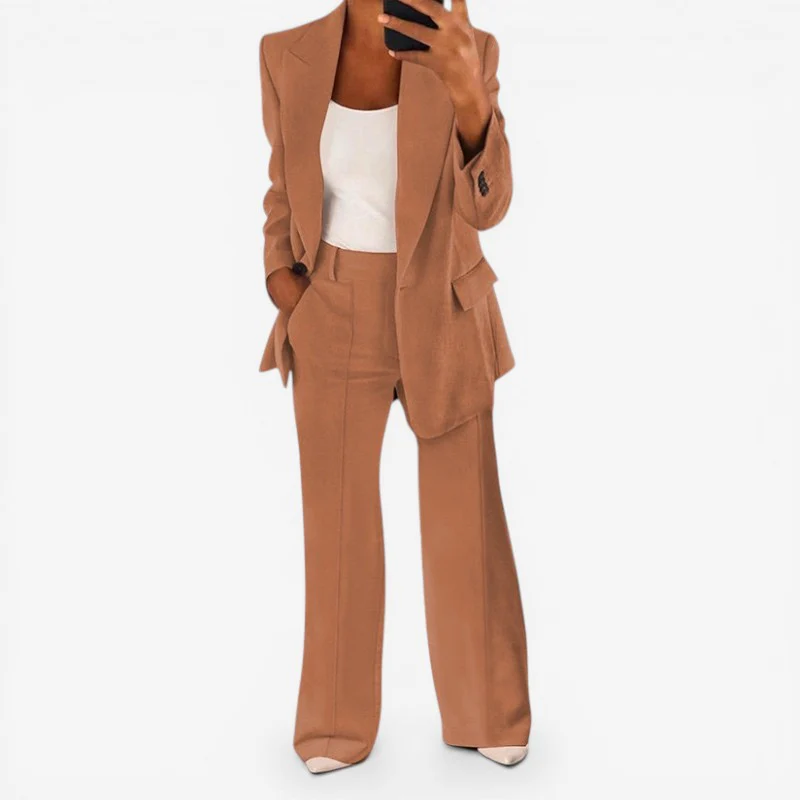 Ensemble tailleur femme blazer 1 bouton + pantalon - Image 2