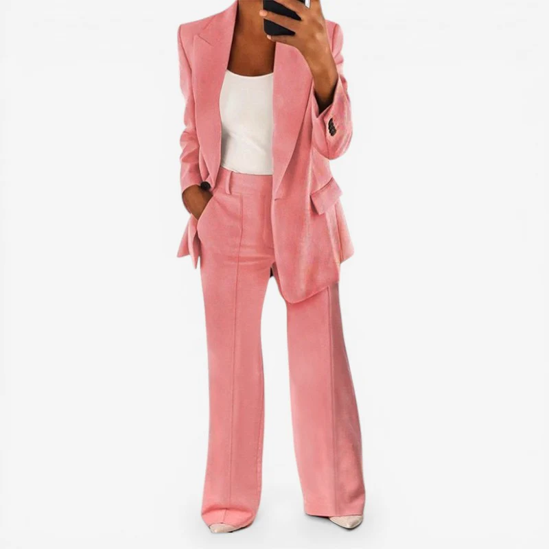 Ensemble tailleur femme blazer 1 bouton + pantalon - Image 3