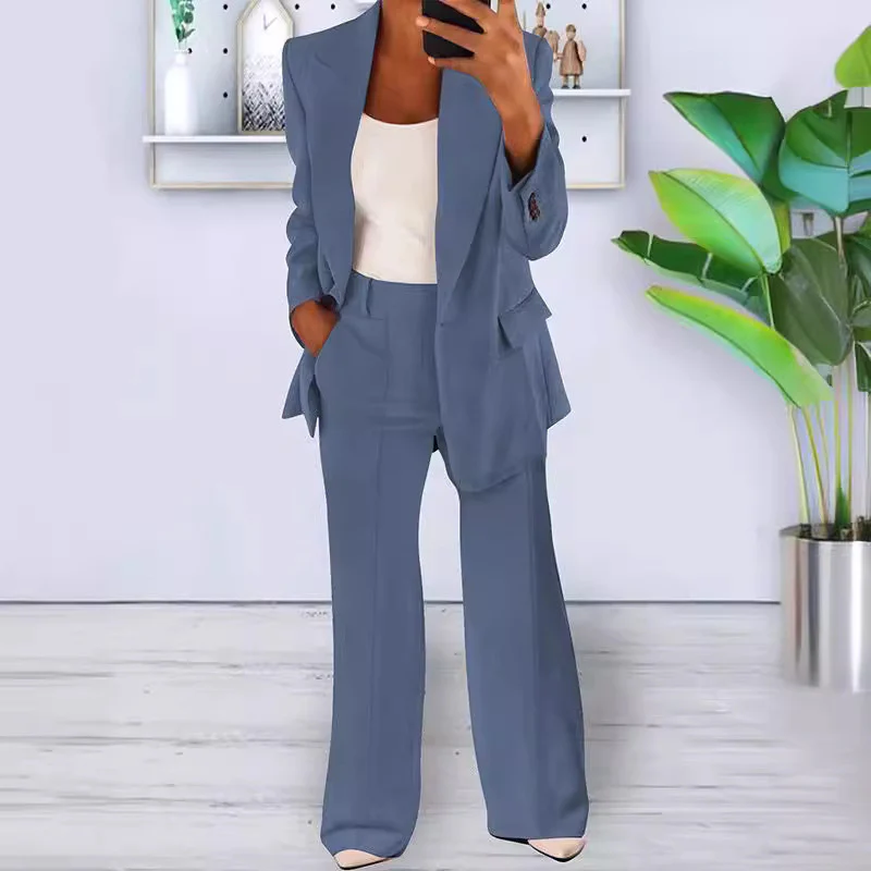 Ensemble tailleur femme blazer 1 bouton + pantalon - Image 8
