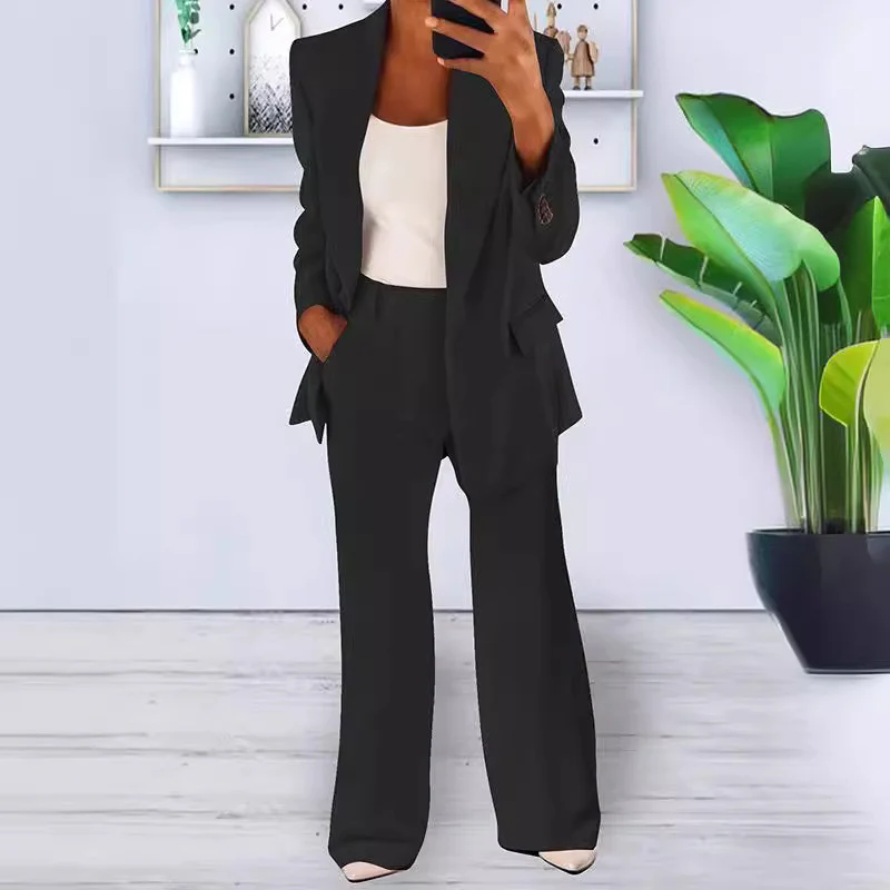 Ensemble tailleur femme blazer 1 bouton + pantalon - Image 9