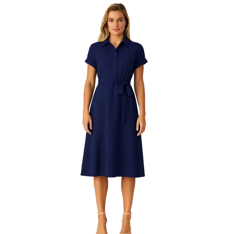 Robe-chemise à boutonnage et ceinture - Image 2