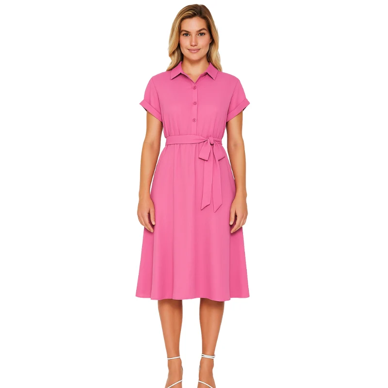 Robe-chemise à boutonnage et ceinture - Image 3