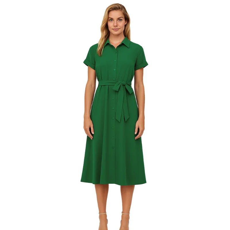 Robe-chemise à boutonnage et ceinture - Image 4