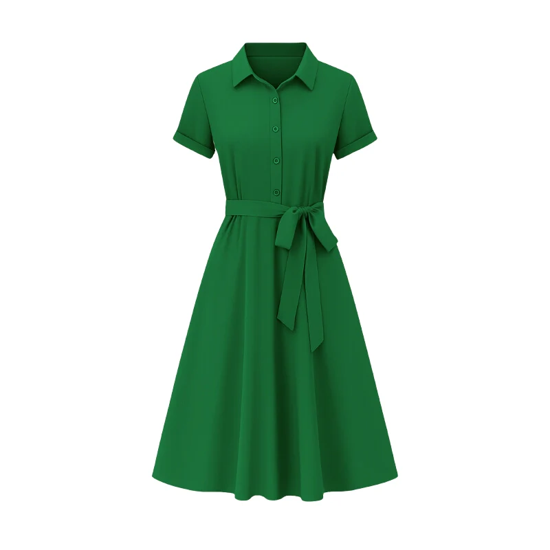 Robe-chemise à boutonnage et ceinture - Image 5