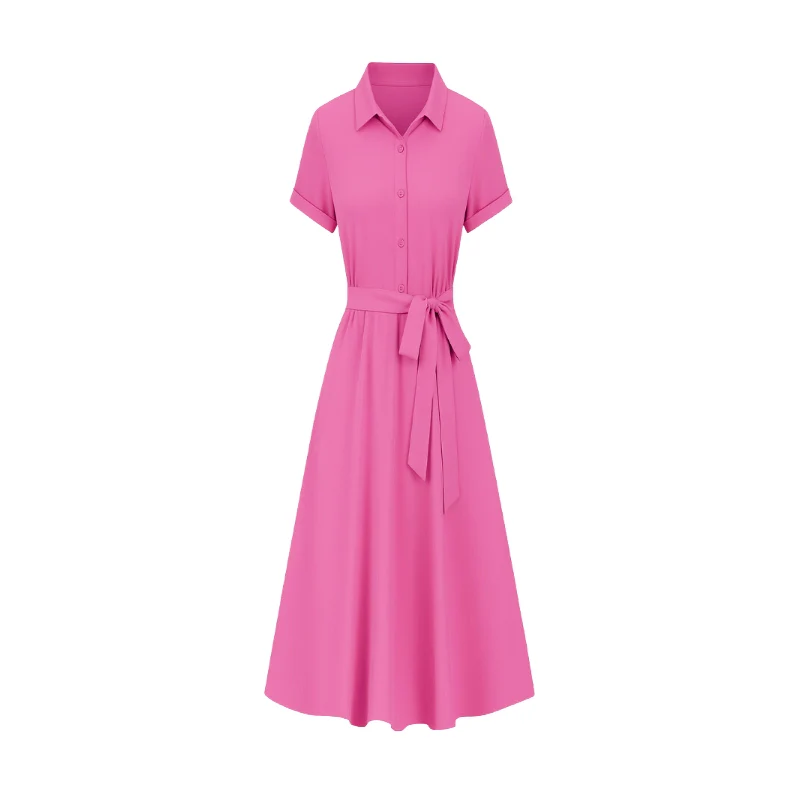 Robe-chemise à boutonnage et ceinture - Image 6
