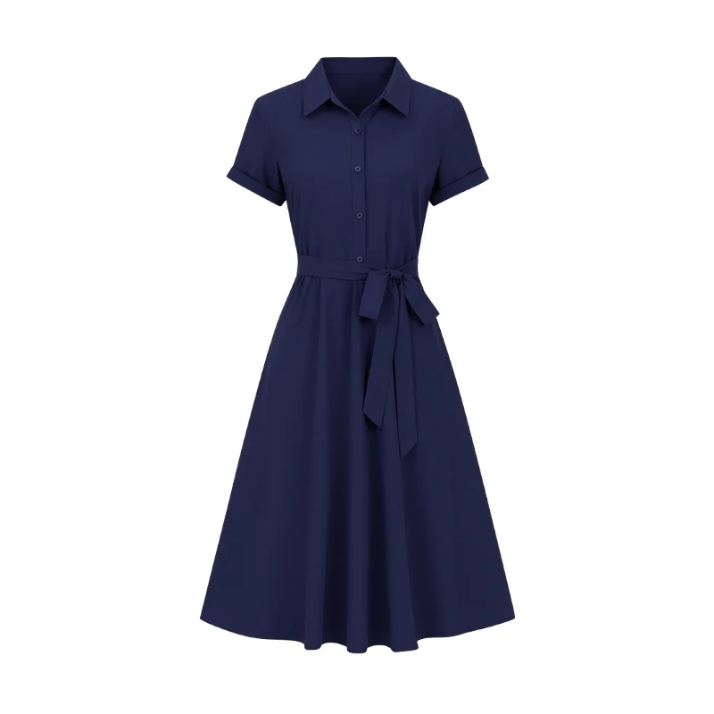 Robe-chemise à boutonnage et ceinture - Image 7