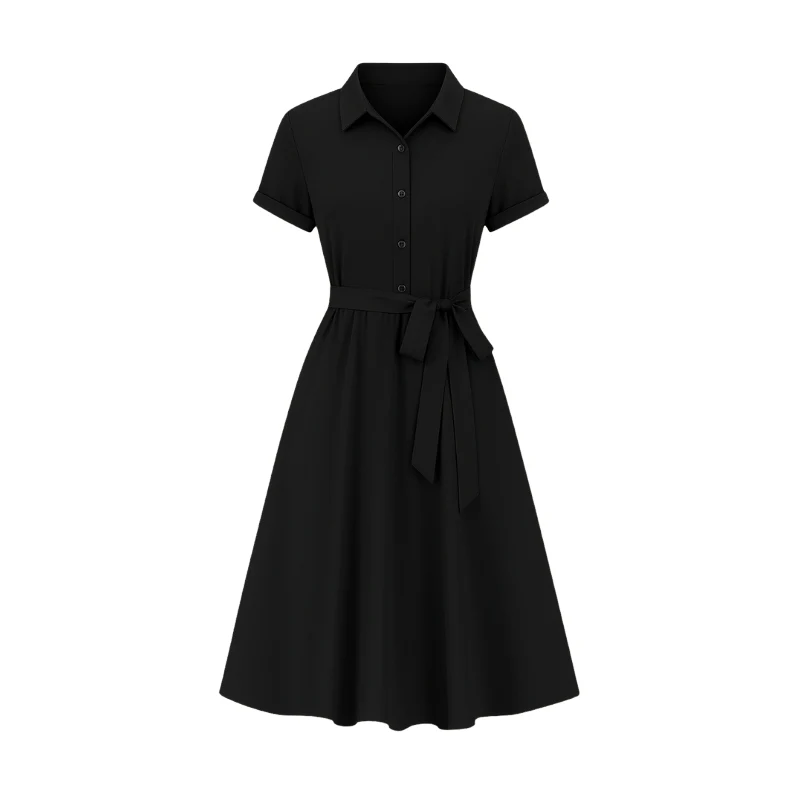 Robe-chemise à boutonnage et ceinture - Image 8
