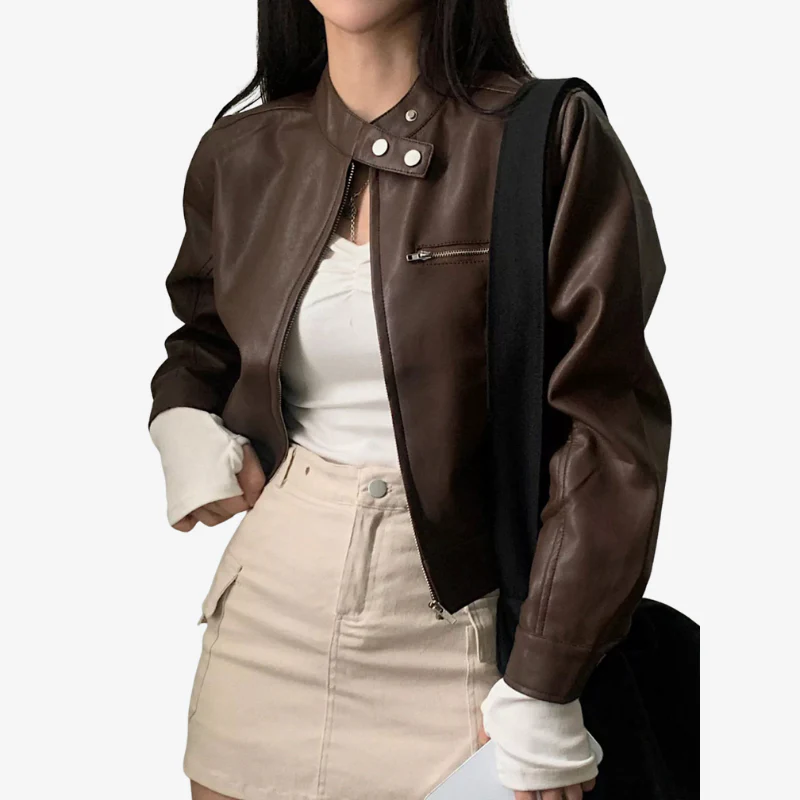 Erica – Veste zippée à manches longues et col montant