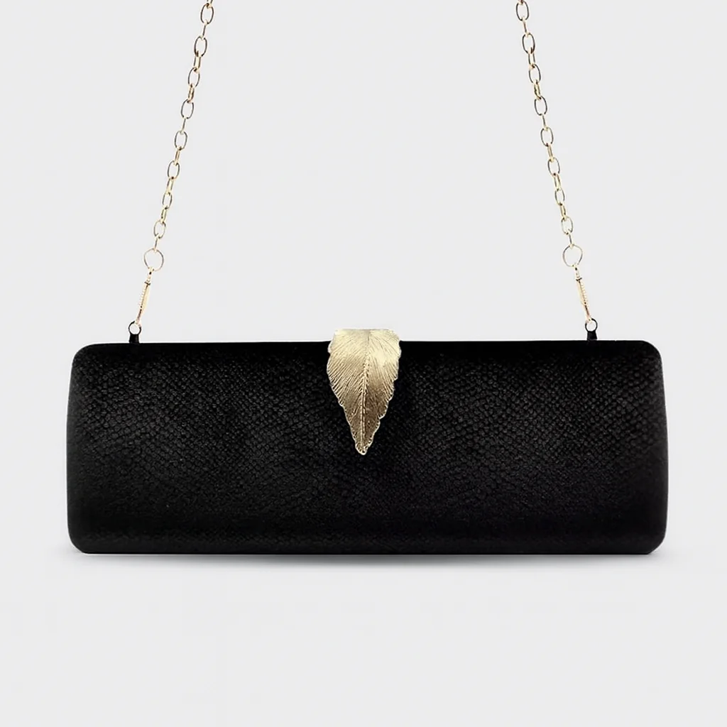 Pochette soirée avec fermoir feuille cristal