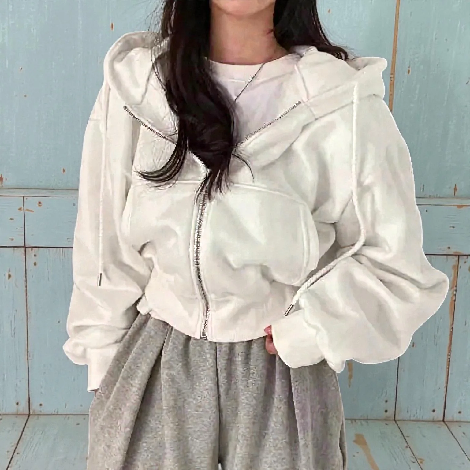Veste femme à capuche coupe ample - Image 3