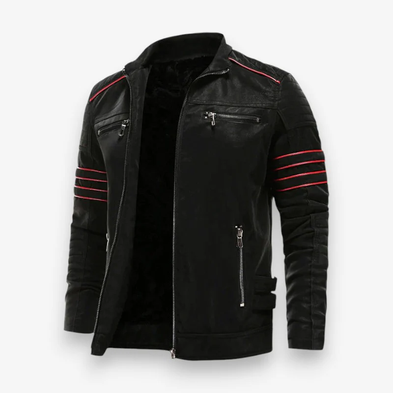 Veste homme cuir col montant zippée