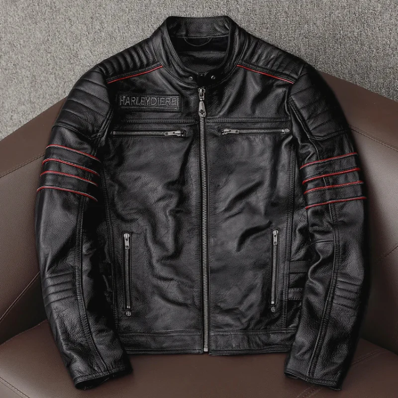 Veste homme cuir col montant zippée - Image 5
