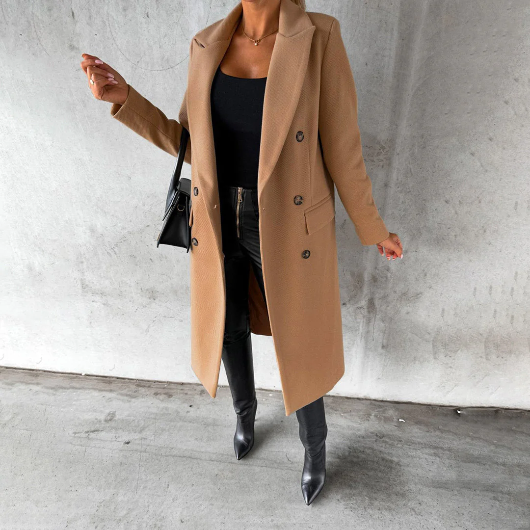 Evelyn – Manteau long femme classique avec boutons et poches - Image 6
