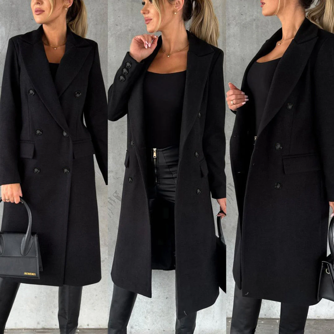 Evelyn – Manteau long femme classique avec boutons et poches - Image 8