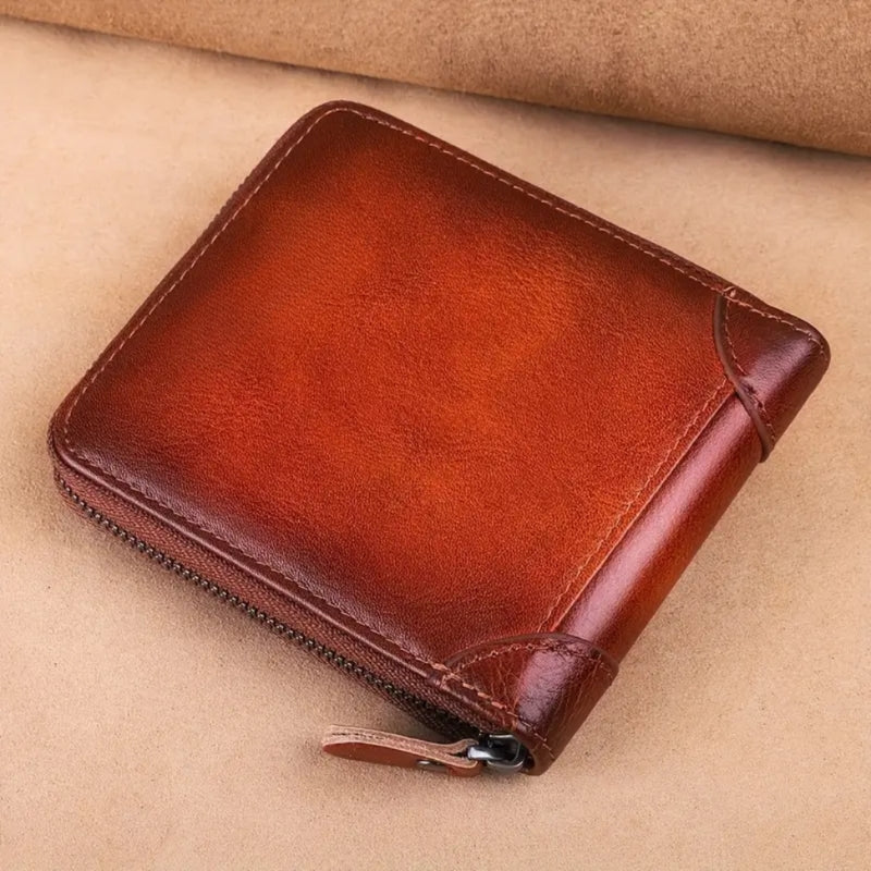 Portefeuille compact en cuir avec fermeture éclair - Image 6