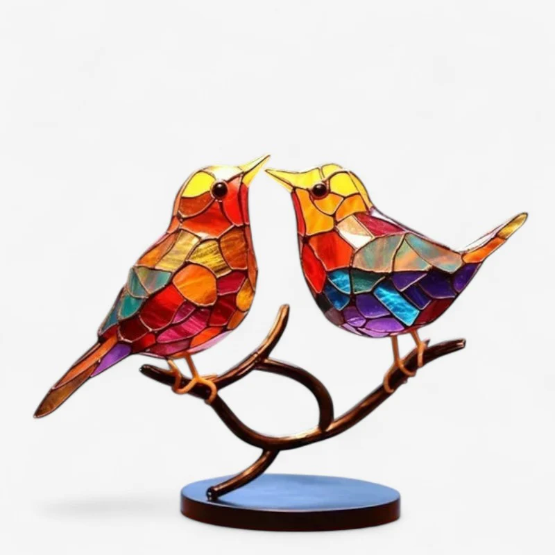 Figurines décoratives oiseaux sur branche en acrylique - Image 2