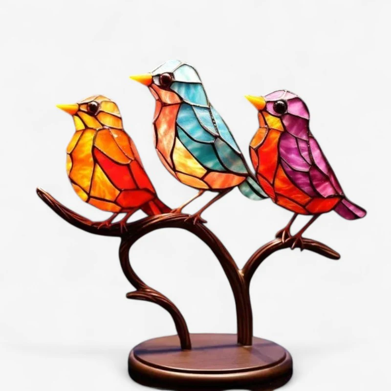 Figurines décoratives oiseaux sur branche en acrylique - Image 3
