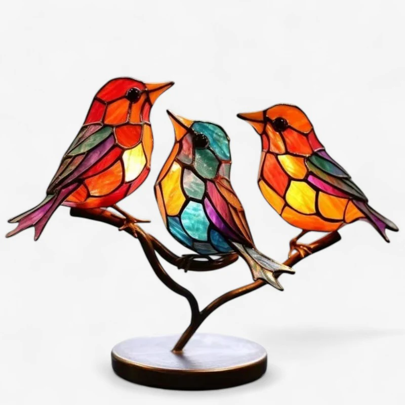 Figurines décoratives oiseaux sur branche en acrylique - Image 4
