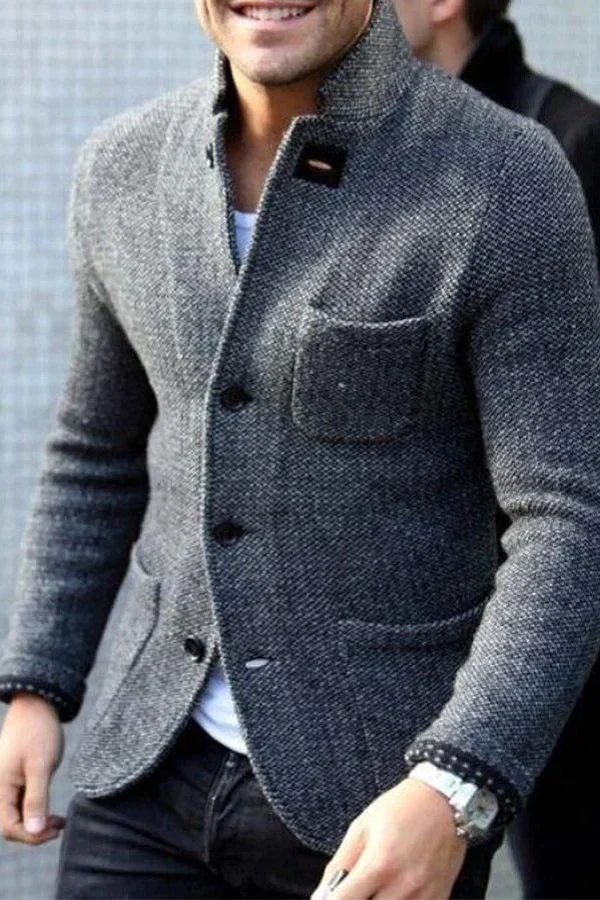 Cardigan homme slim manches longues col montant