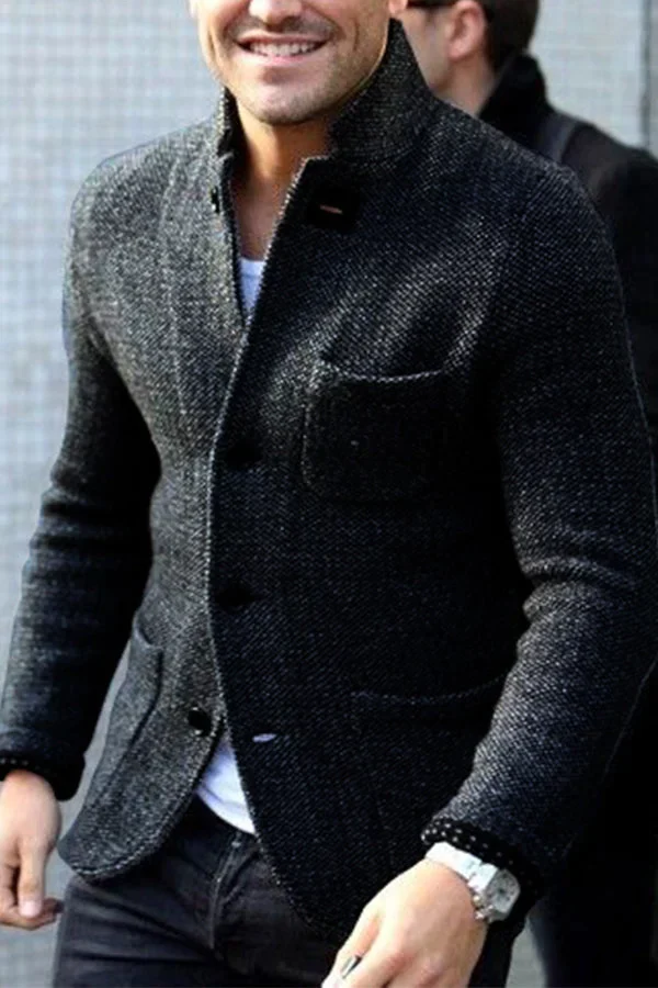 Cardigan homme slim manches longues col montant - Image 2