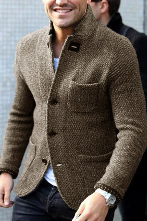 Cardigan homme slim manches longues col montant - Image 3