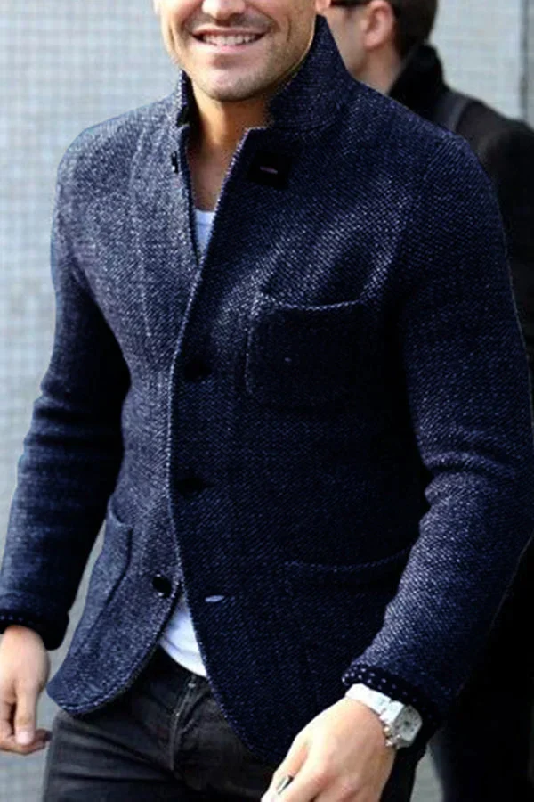 Cardigan homme slim manches longues col montant - Image 4