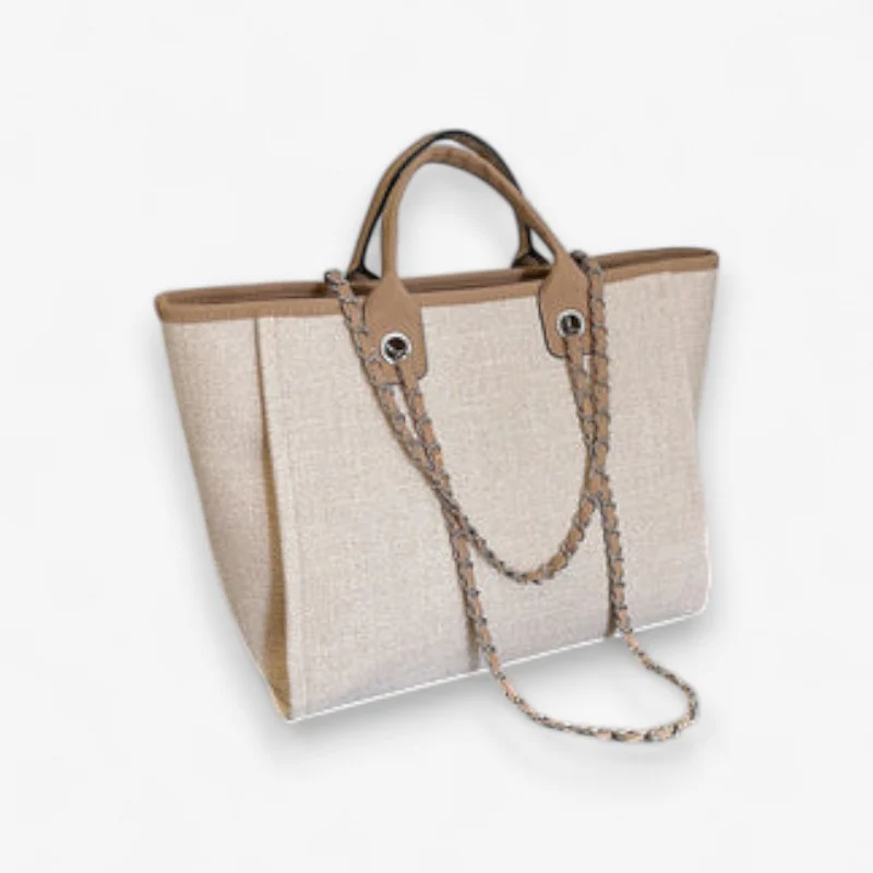 Grand sac cabas forme carrée avec bandoulière chaîne - Image 3