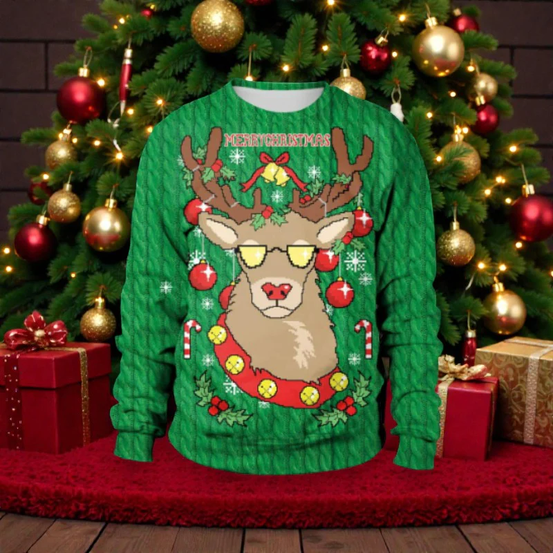 Pull de Noël femme oversize col rond manches longues - Image 7