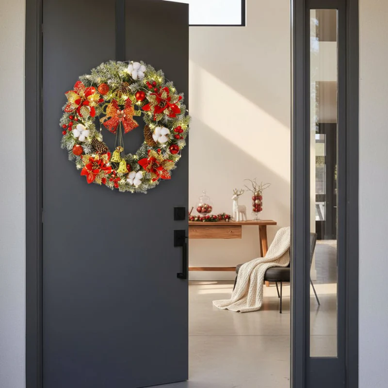 Couronne de Noël LED classique avec cloches - Image 4