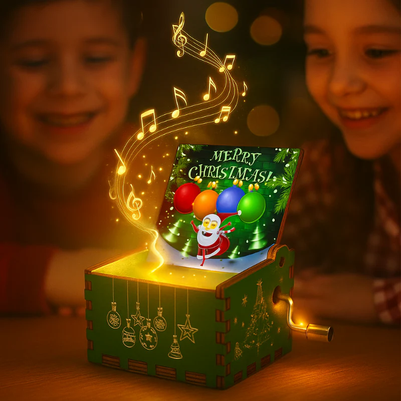 Boîte de Noël en bois faite main avec ballerine tournante - Image 3