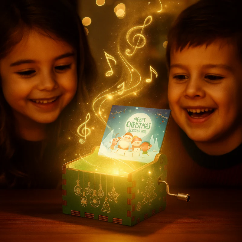 Boîte de Noël en bois faite main avec ballerine tournante - Image 4