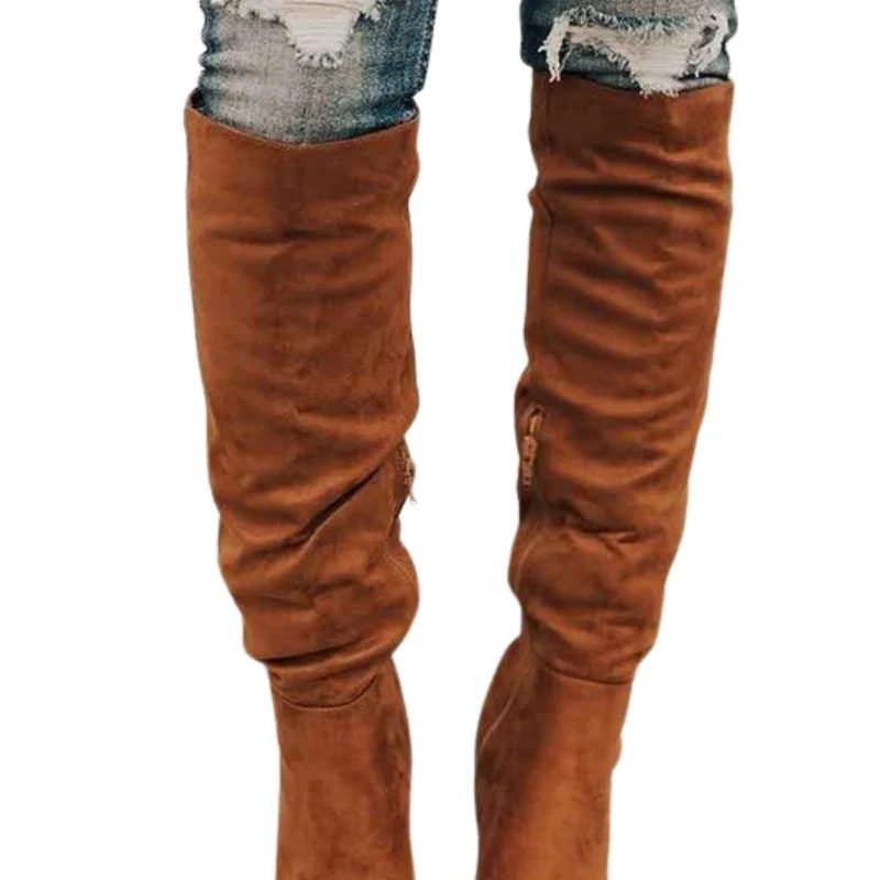 Bottes hautes au-dessus du genou à talon bloc avec fermeture éclair - Image 2