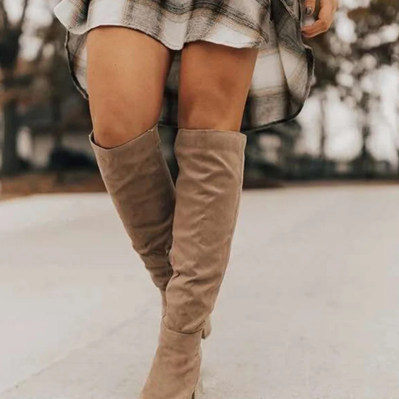 Bottes hautes au-dessus du genou à talon bloc avec fermeture éclair - Image 4