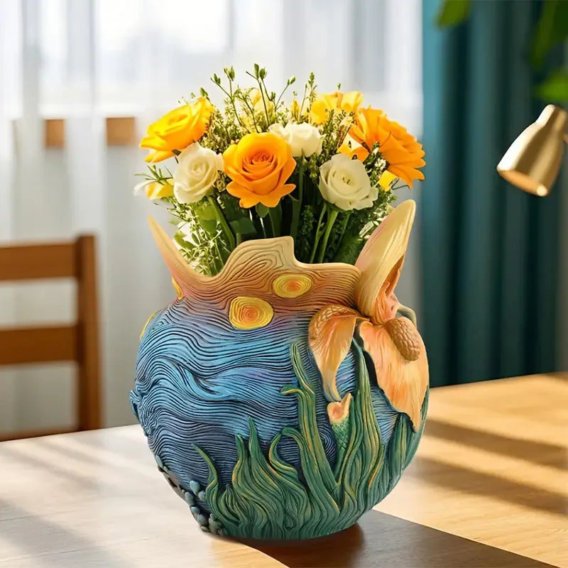 Vase décoratif floral imprimé en résine - Image 6