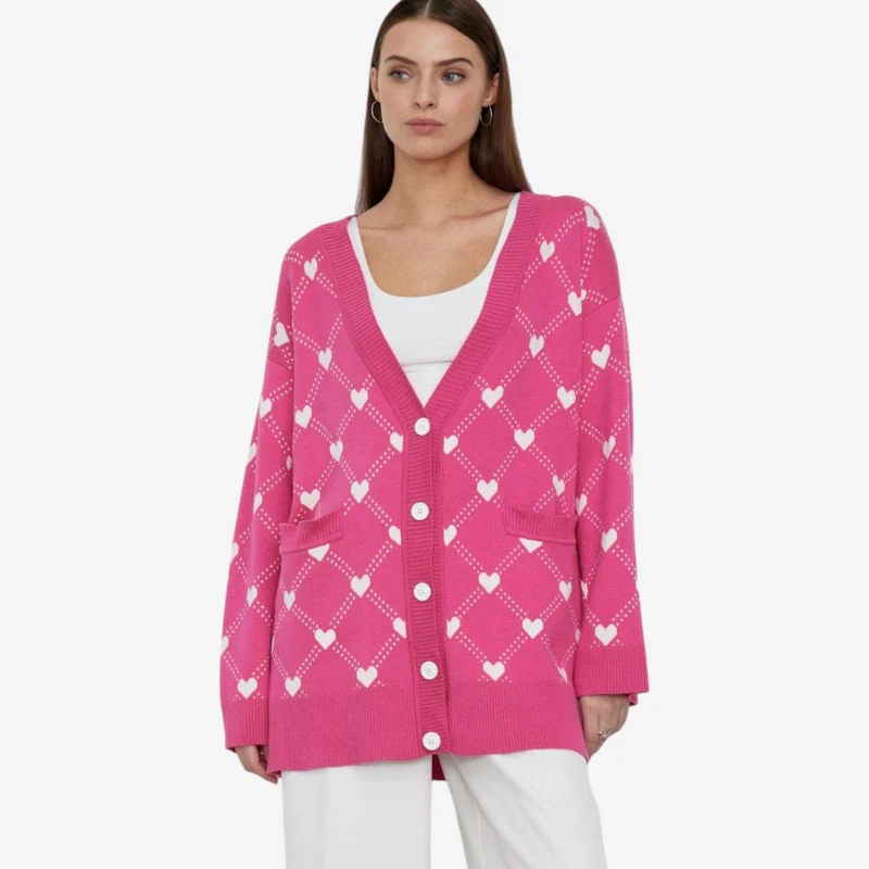 Freya – Gilet boutonné à manches longues, col en V et imprimé - Image 2