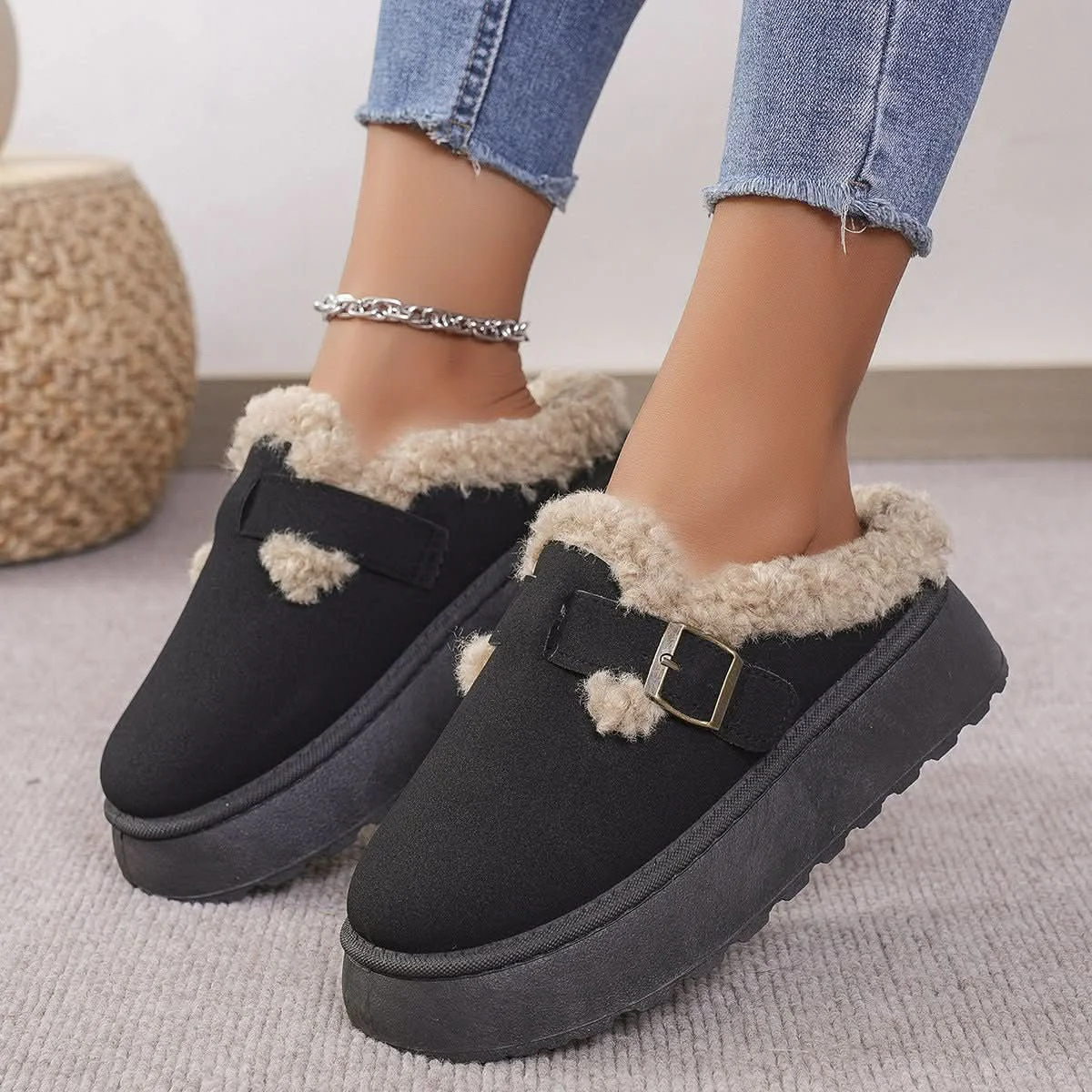 Chaussures femme bout rond à semelle épaisse - Image 4