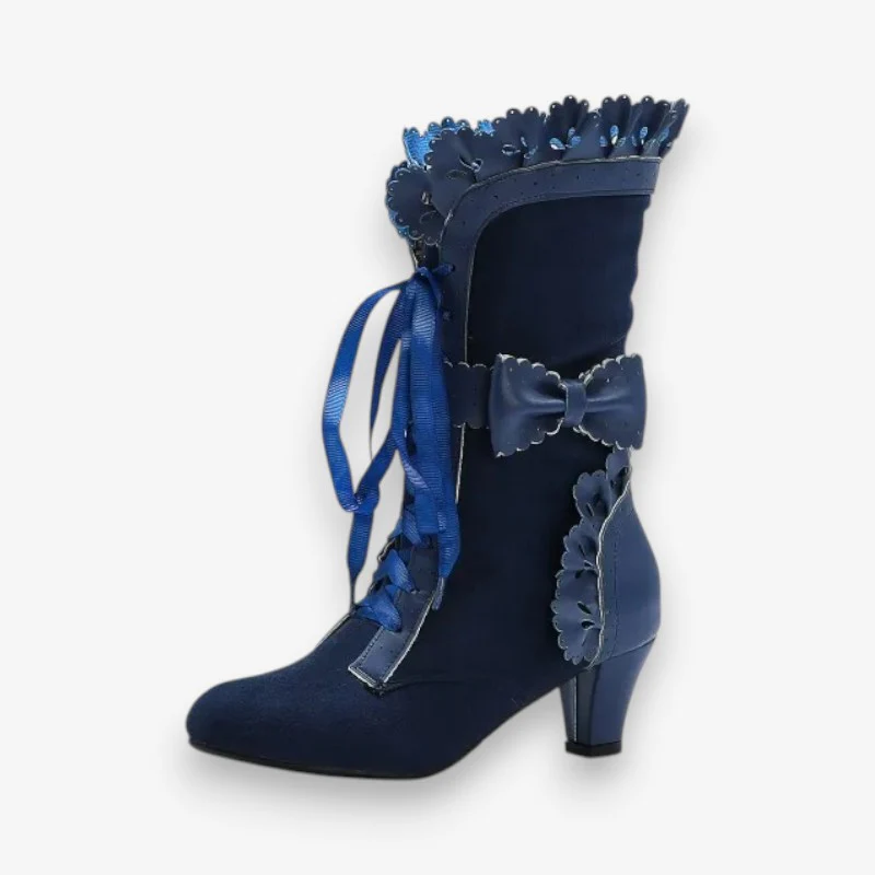 Chaussures femme talons hauts bout pointu à lacets - Image 2