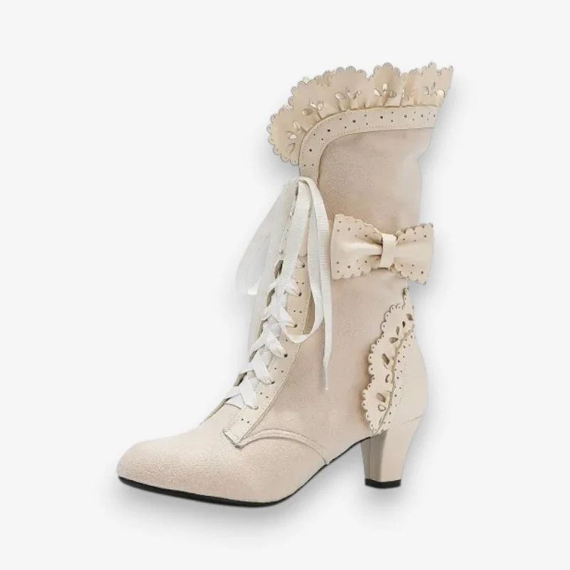 Chaussures femme talons hauts bout pointu à lacets - Image 3