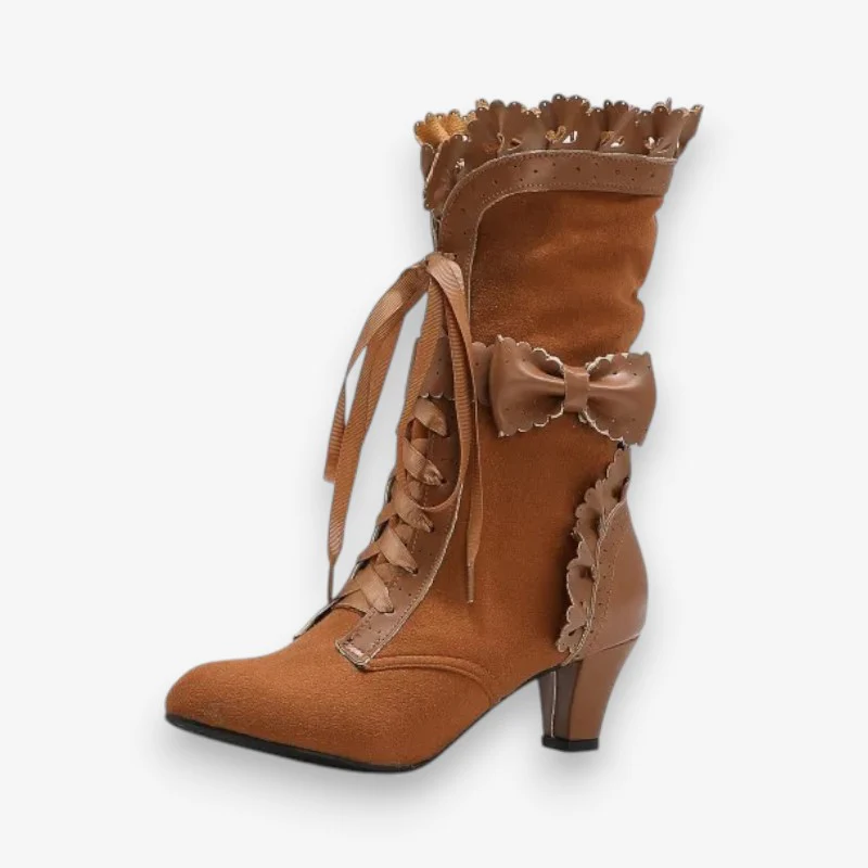 Chaussures femme talons hauts bout pointu à lacets - Image 5