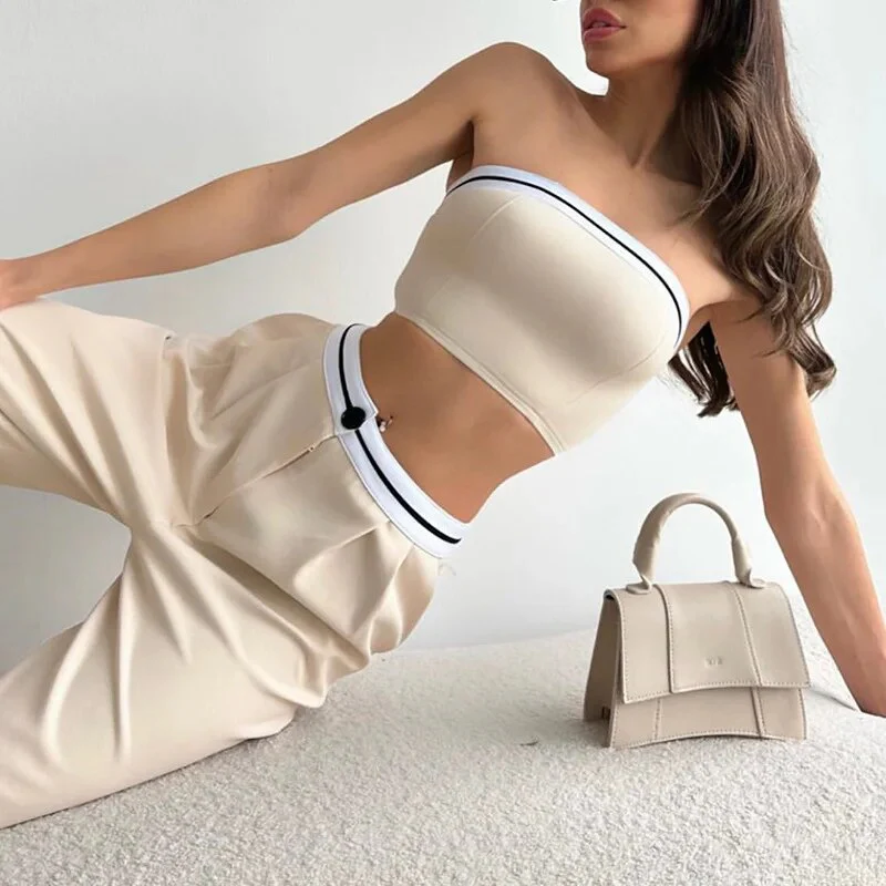 Freya - Ensemble tendance avec haut tube et pantalon taille haute