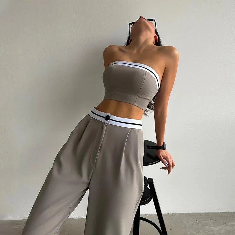 Freya - Ensemble tendance avec haut tube et pantalon taille haute - Image 3