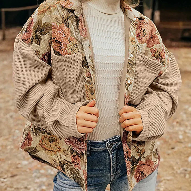 Gilet Gabriella à manches longues fleuri avec poches - Image 3